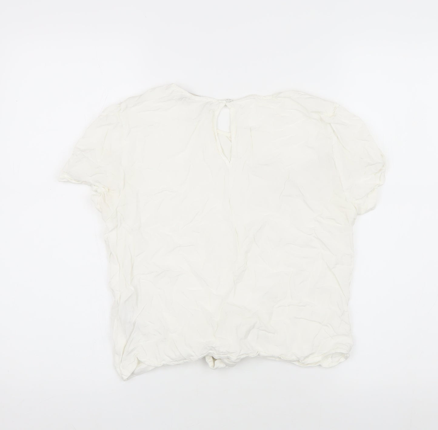 Oasis Women's White Size 12 Short Sleeve Top