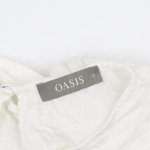 Oasis Women's White Size 12 Short Sleeve Top