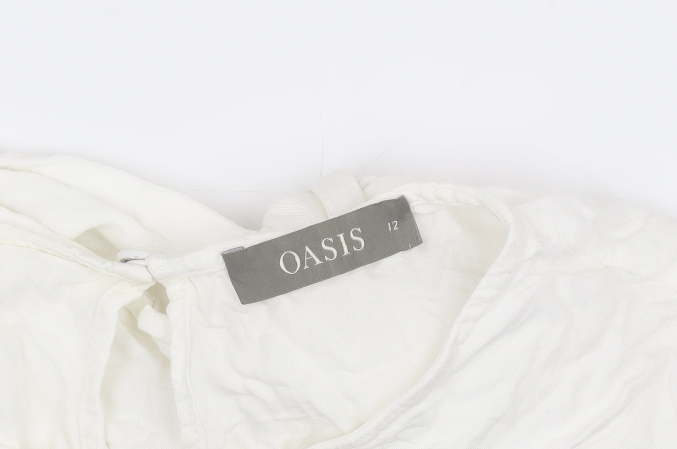 Oasis Women's White Size 12 Short Sleeve Top