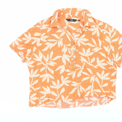 ISLE Orange Floral Women's Button-Up Shirt Size 14