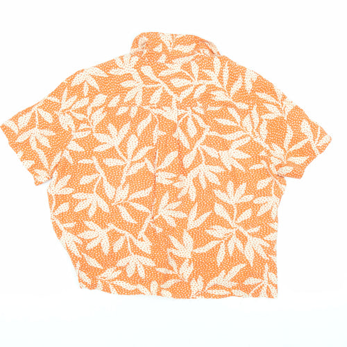 ISLE Orange Floral Women's Button-Up Shirt Size 14