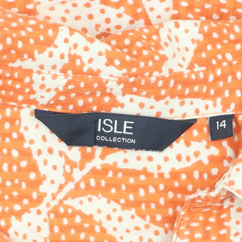 ISLE Orange Floral Women's Button-Up Shirt Size 14