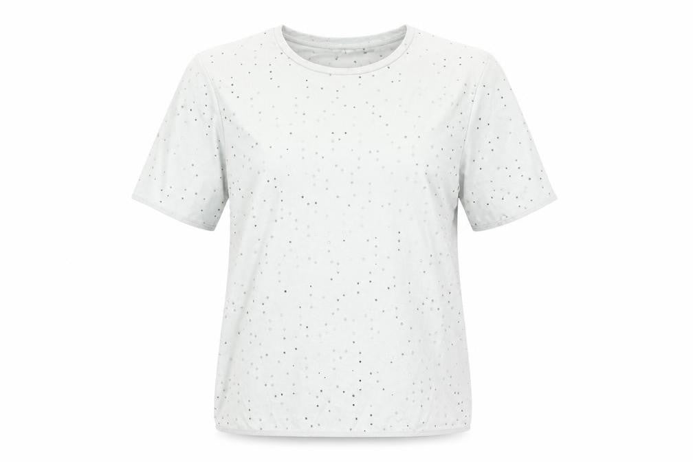 Front view of COS Women's Grey L Cotton Crew Neck T-Shirt