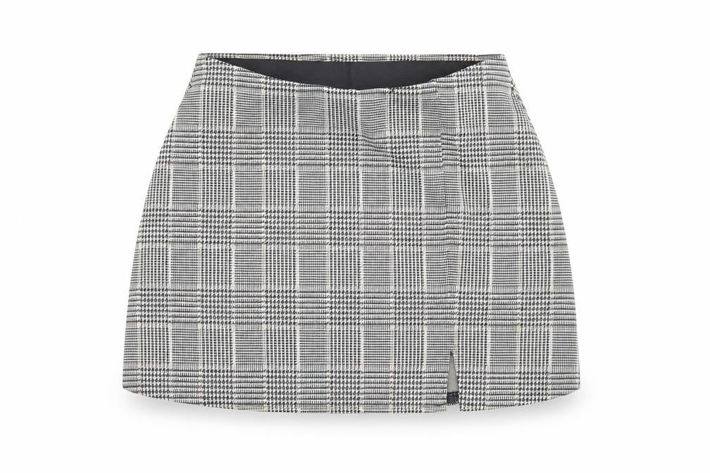Front view of H&M Women's Multicoloured Check Pencil Skirt, size 12