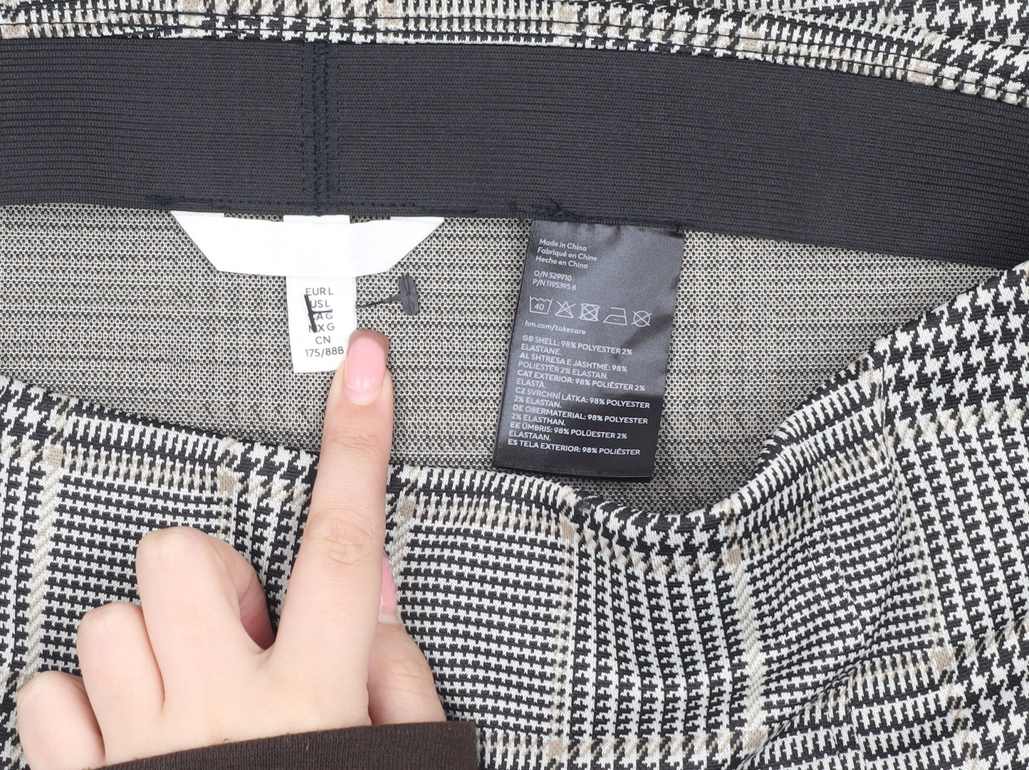 H&M Women's Multicoloured Check Pencil Skirt Size 12