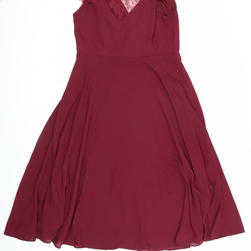 ASOS Women's Red Fit & Flare Dress Size 18
