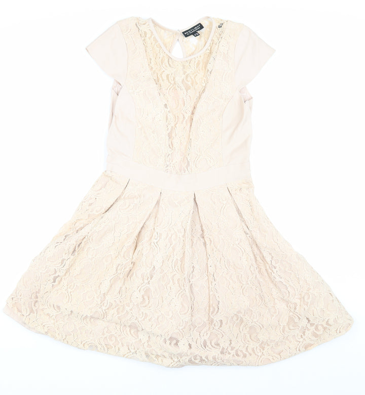 Warehouse Women Beige Short Sleeve Party Dress