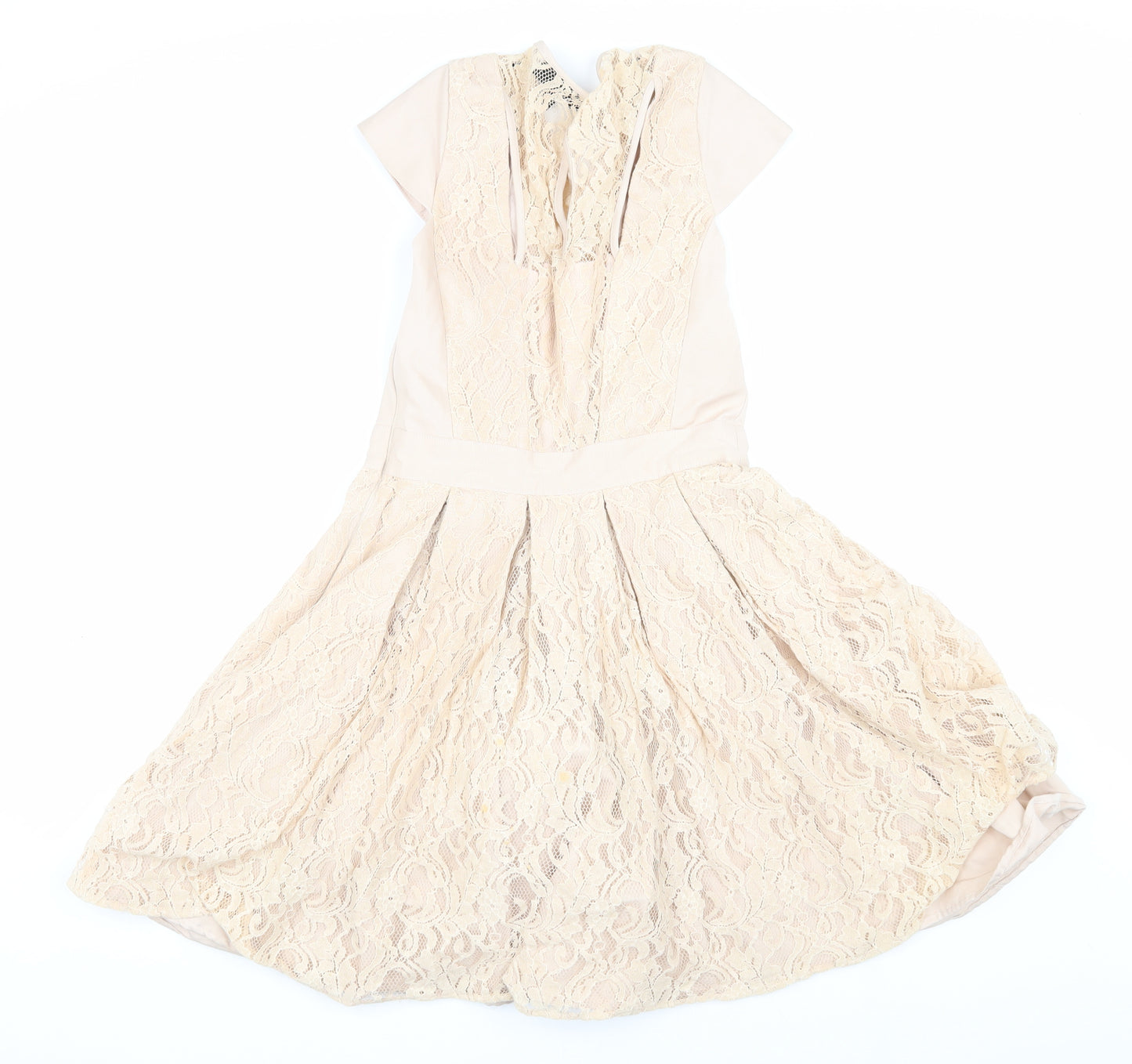Warehouse Women Beige Short Sleeve Party Dress