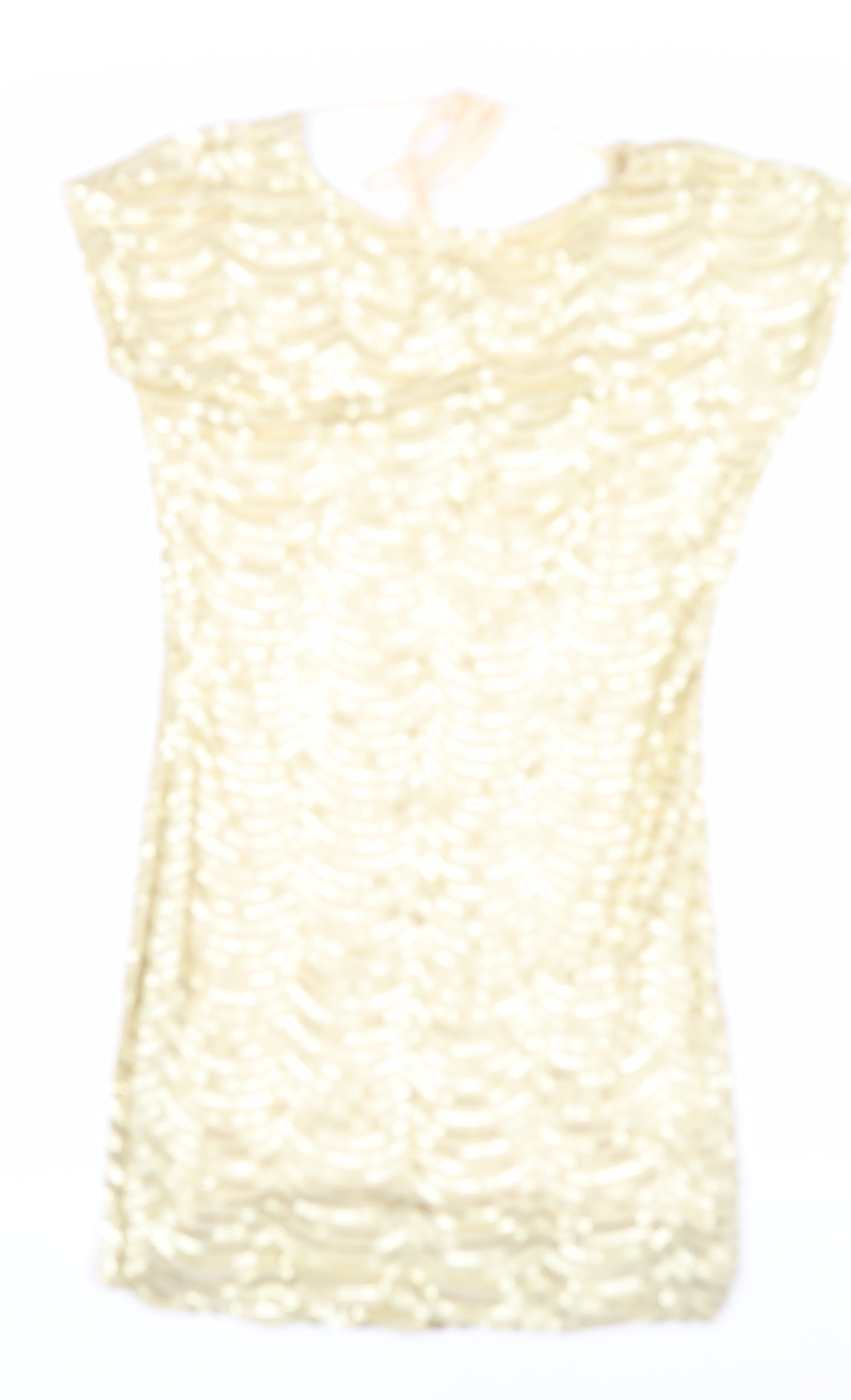 ASOS Women's Beige Sequin Short Sleeve Dress