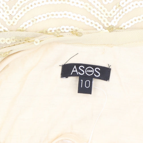 ASOS Women's Beige Sequin Short Sleeve Dress
