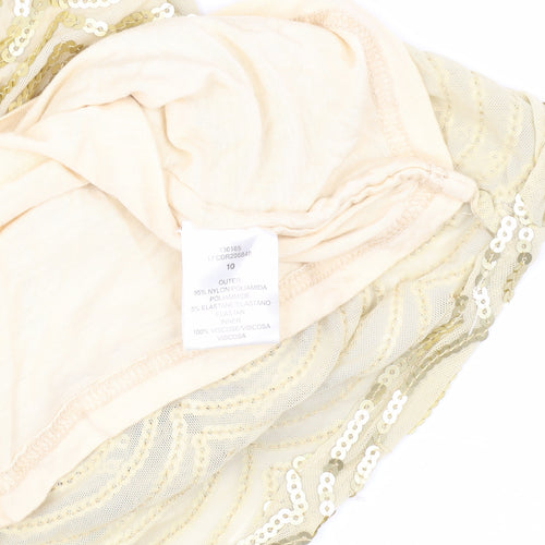 ASOS Women's Beige Sequin Short Sleeve Dress