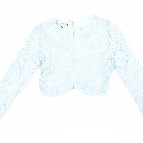 Missguided Women’s Blue Lace Cropped Blouse, Size 10