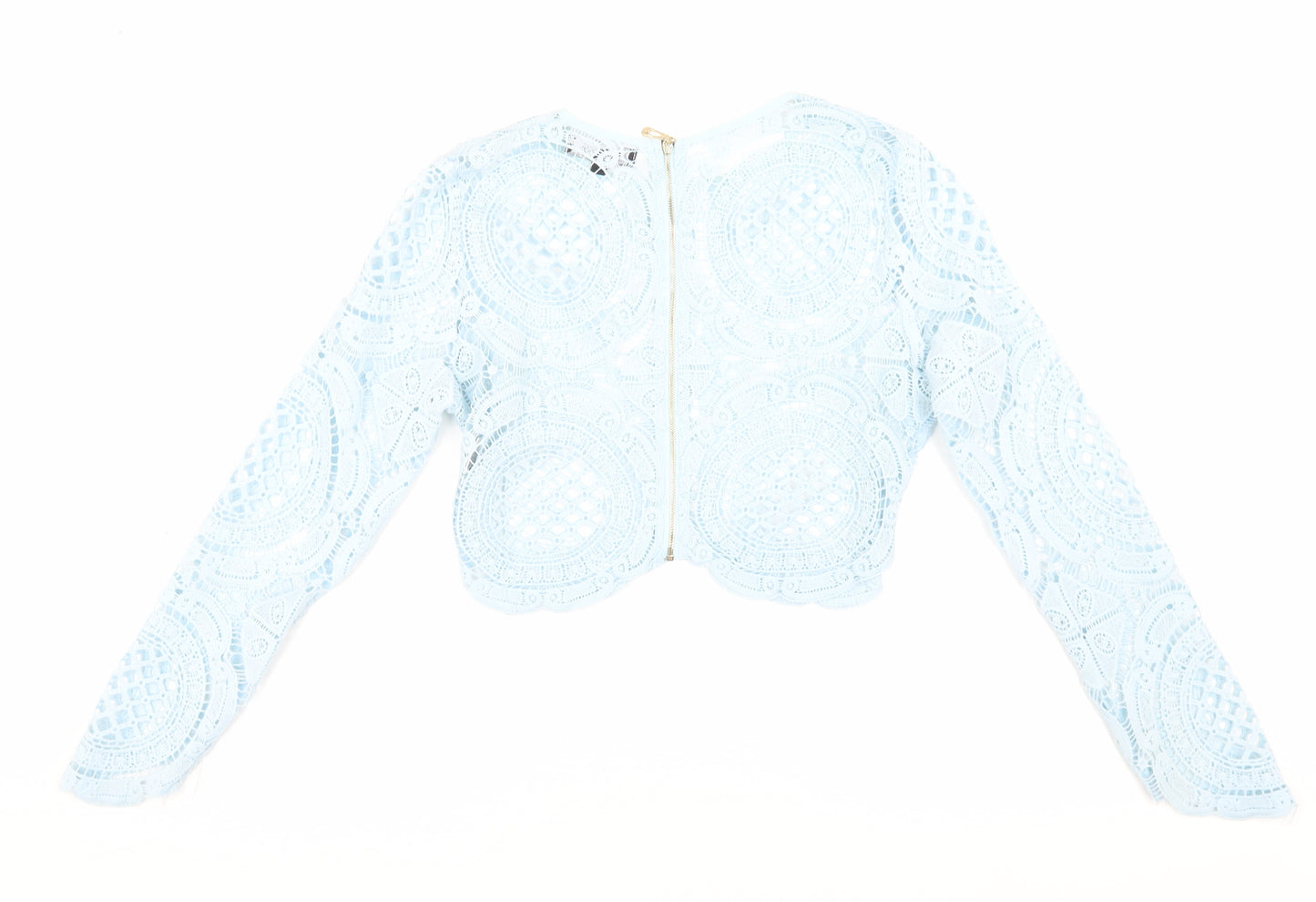 Missguided Women’s Blue Lace Cropped Blouse, Size 10