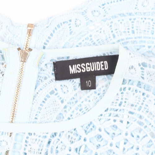 Missguided Women’s Blue Lace Cropped Blouse, Size 10