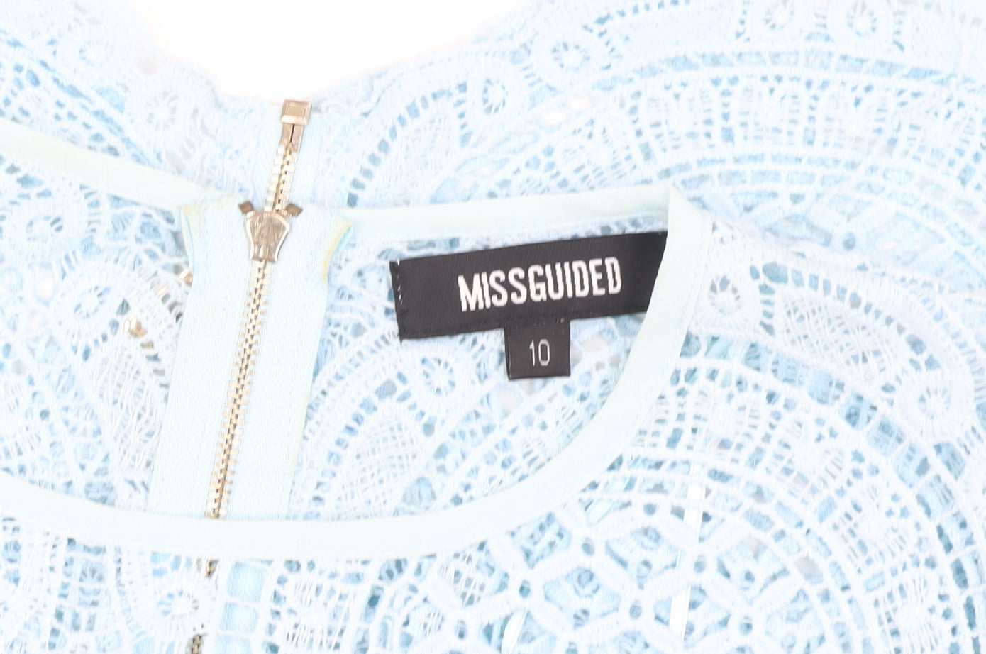 Missguided Women’s Blue Lace Cropped Blouse, Size 10