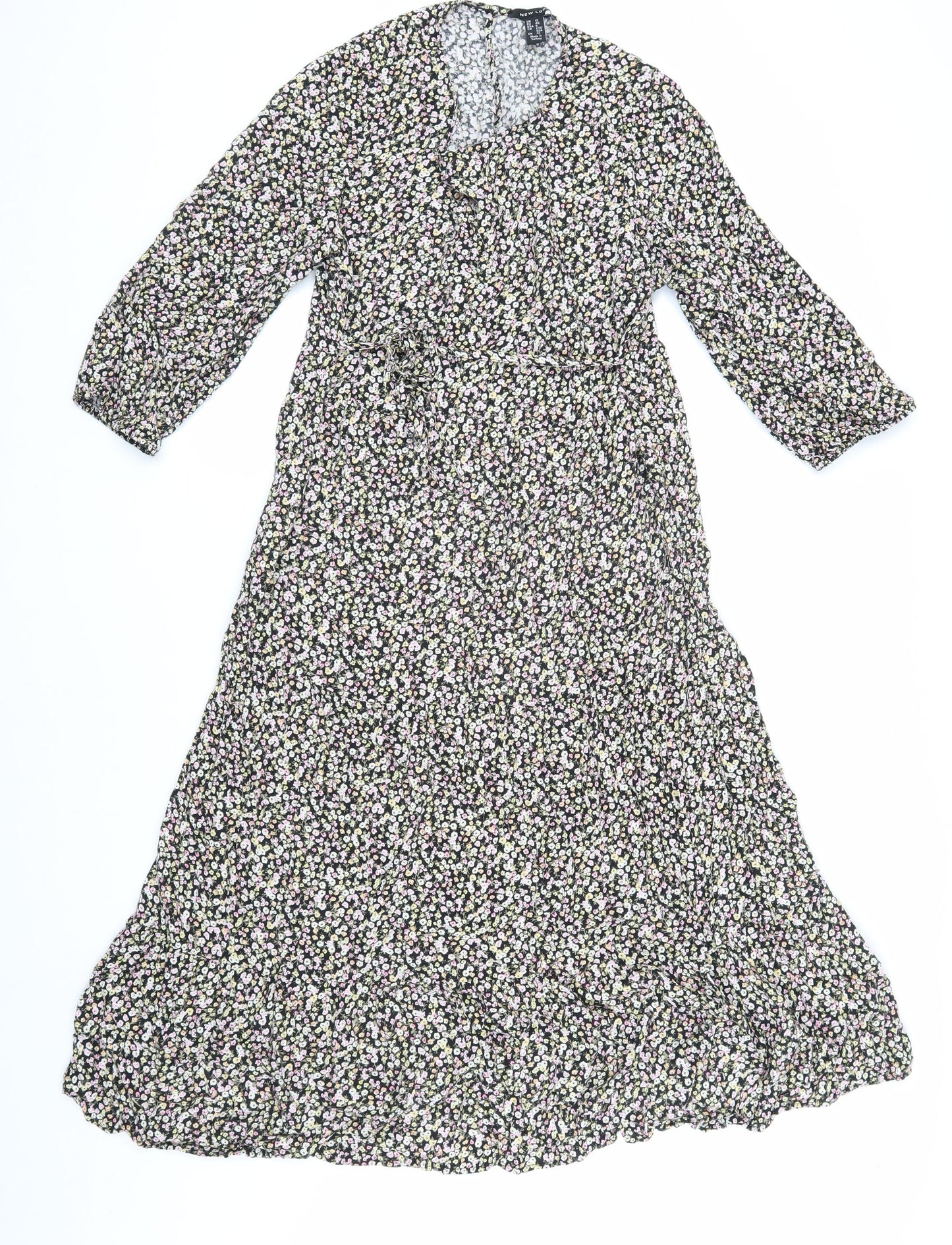 New Look Floral Midi Dress Women Size 18 Multicoloured