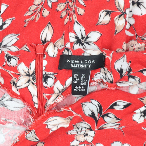 New Look Maternity Red Floral Dress UK Size 12