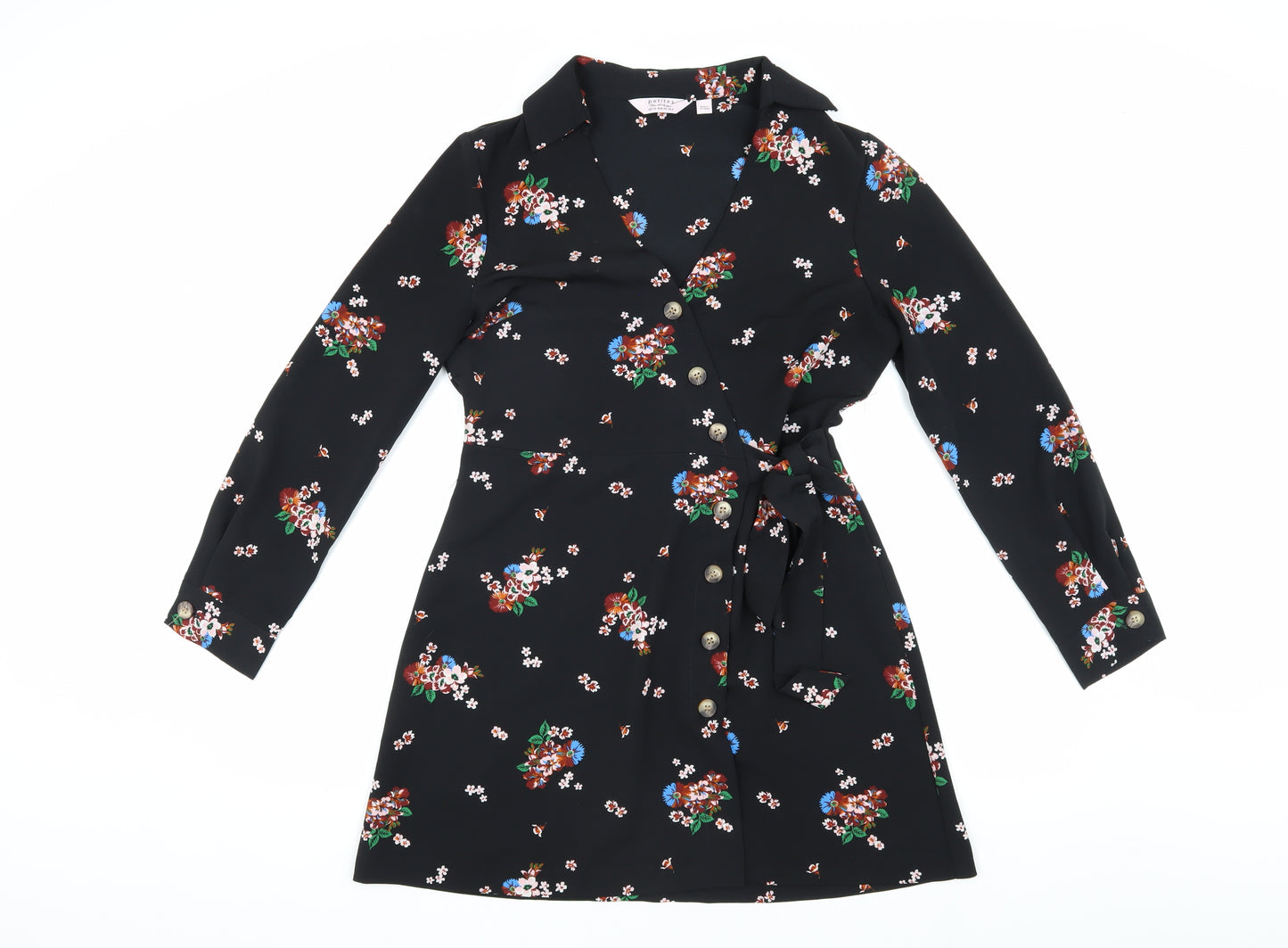 Miss Selfridge Women’s Black Floral Wrap Dress Size 10