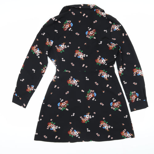 Miss Selfridge Women’s Black Floral Wrap Dress Size 10