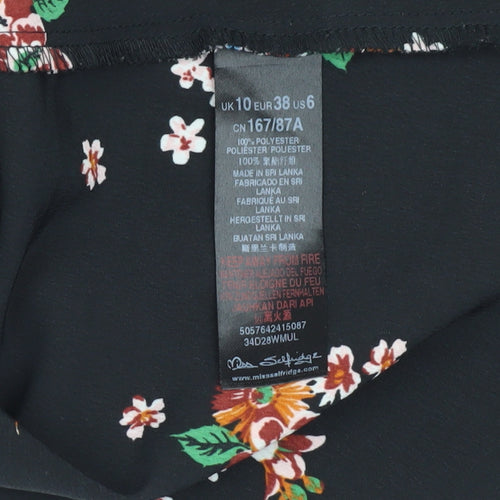 Miss Selfridge Women’s Black Floral Wrap Dress Size 10