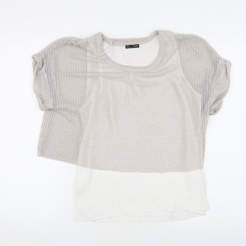 Zara Women's Beige Knit Top, Size S, Short Sleeve