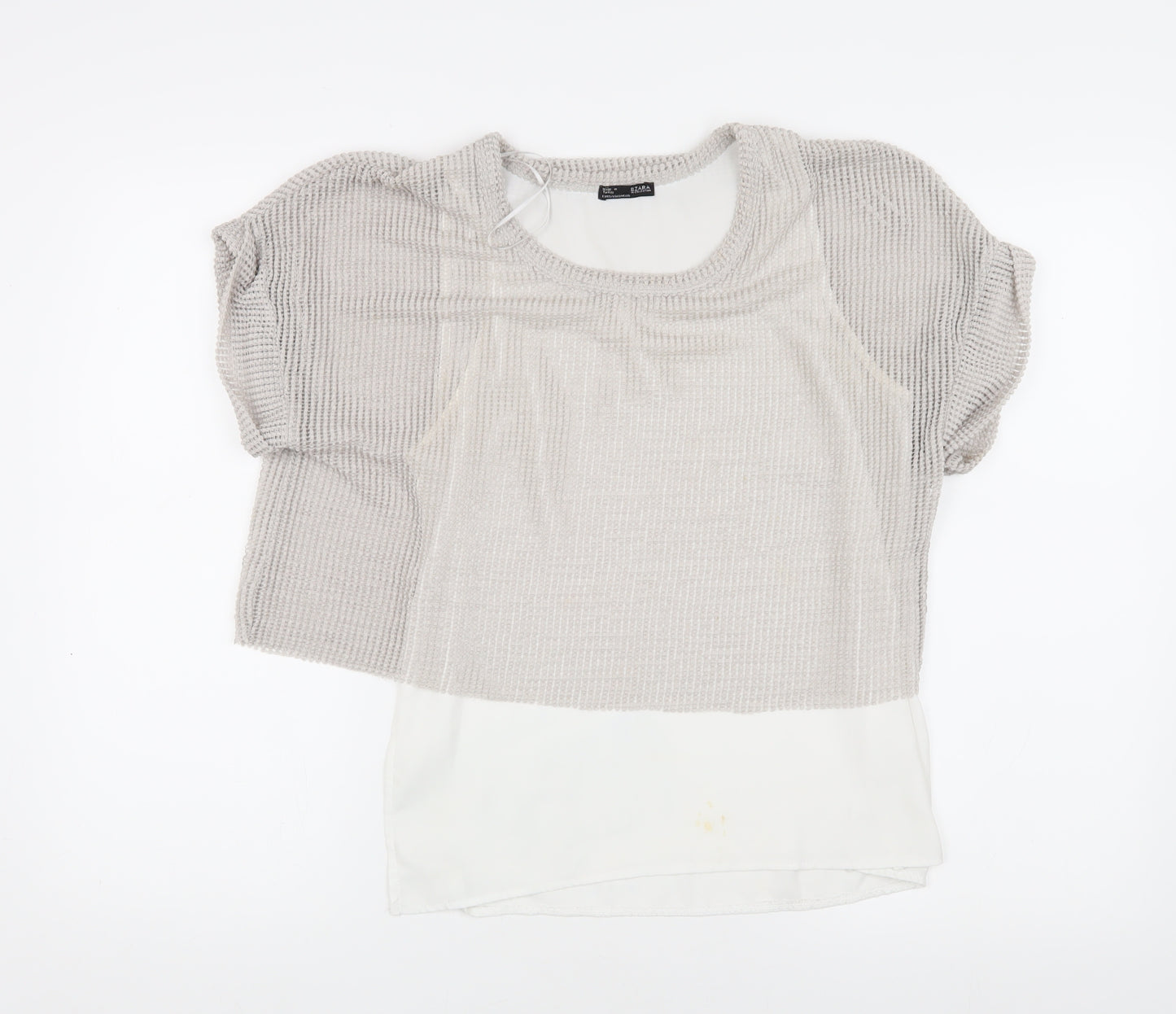 Zara Women's Beige Knit Top, Size S, Short Sleeve