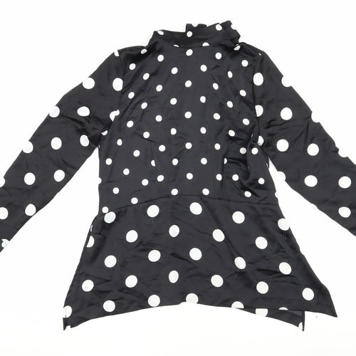 H&M Women’s Black Polka Dot Blouse Size 8 High Neck