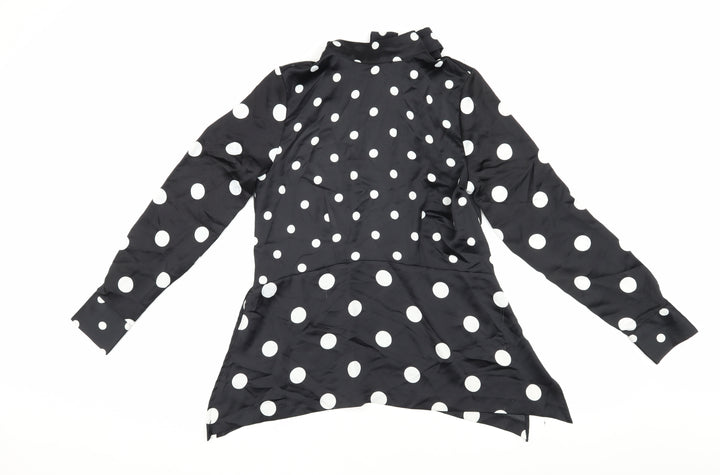 H&M Women’s Black Polka Dot Blouse Size 8 High Neck