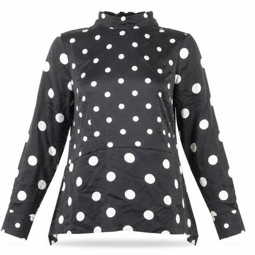 H&M Women’s Black Polka Dot Blouse Size 8 High Neck