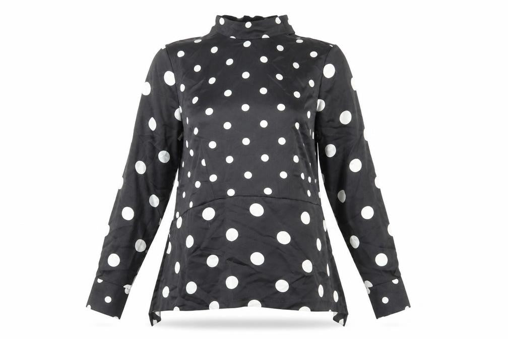 H&M Women’s Black Polka Dot Blouse Size 8 High Neck