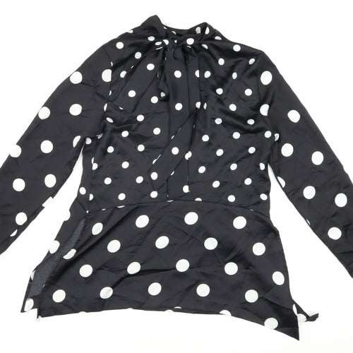 H&M Women’s Black Polka Dot Blouse Size 8 High Neck