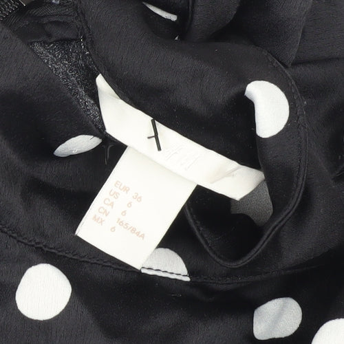 H&M Women’s Black Polka Dot Blouse Size 8 High Neck