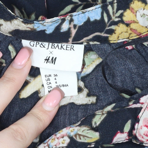 H&M Women's Multicoloured Floral Blouse Size 8