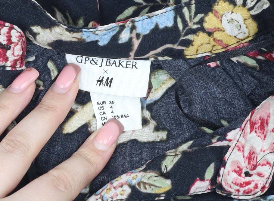 H&M Women's Multicoloured Floral Blouse Size 8