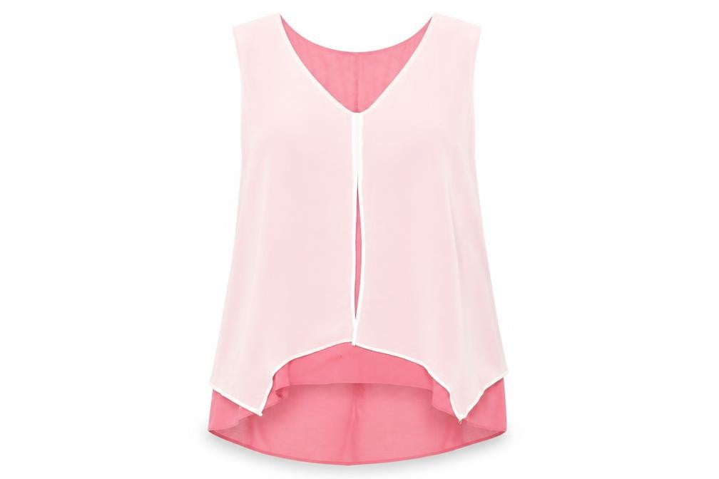 Front view of Kaleidoscope Women's Pink Tank Top, size 14, V-Neck