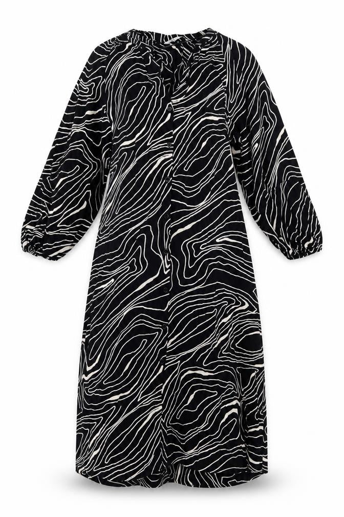 Front view of Zara Women's Black Button Dress, size 12