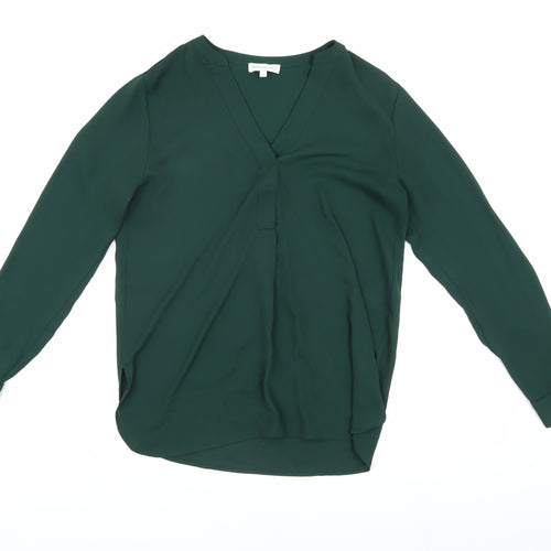 Warehouse Green Blouse Women's V-Neck Size 8
