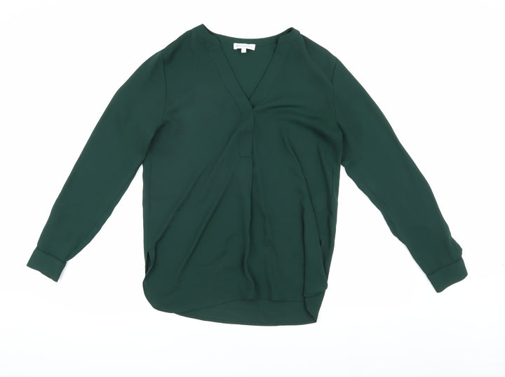 Warehouse Green Blouse Women's V-Neck Size 8