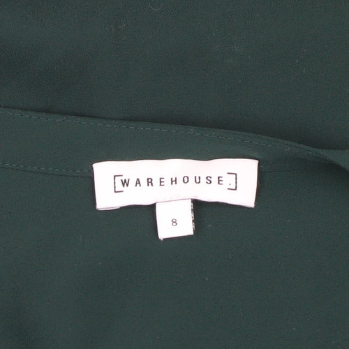 Warehouse Green Blouse Women's V-Neck Size 8