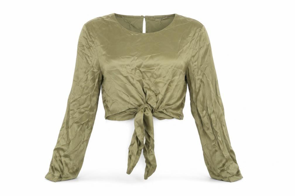Front view of Zara Women's Green Cropped Blouse, size 10