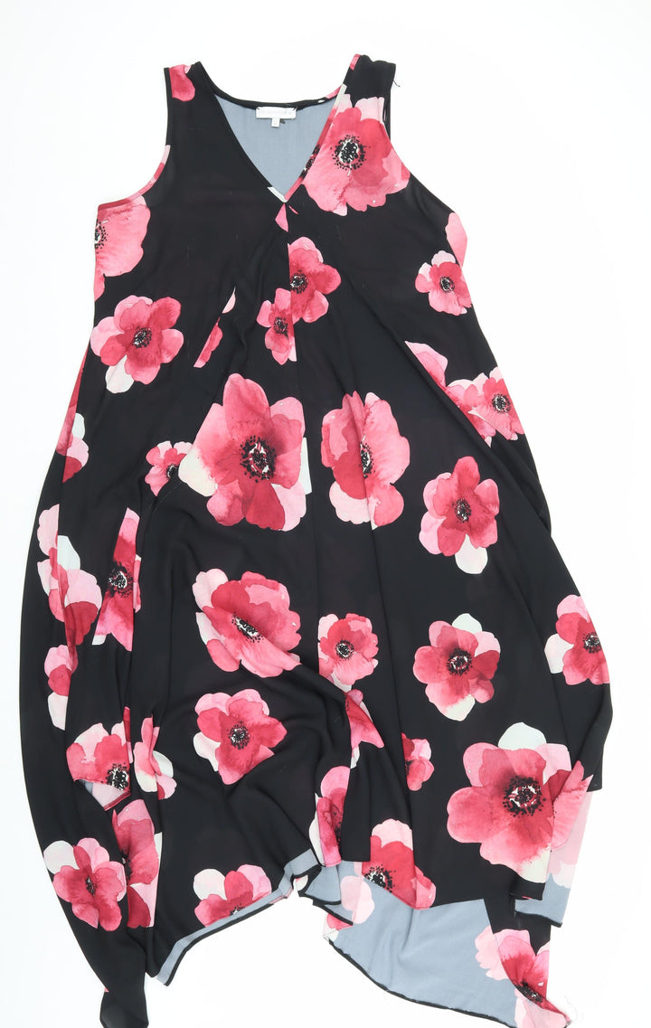 RJR.John Rocha Women's Black Floral Midi Dress, Size 14