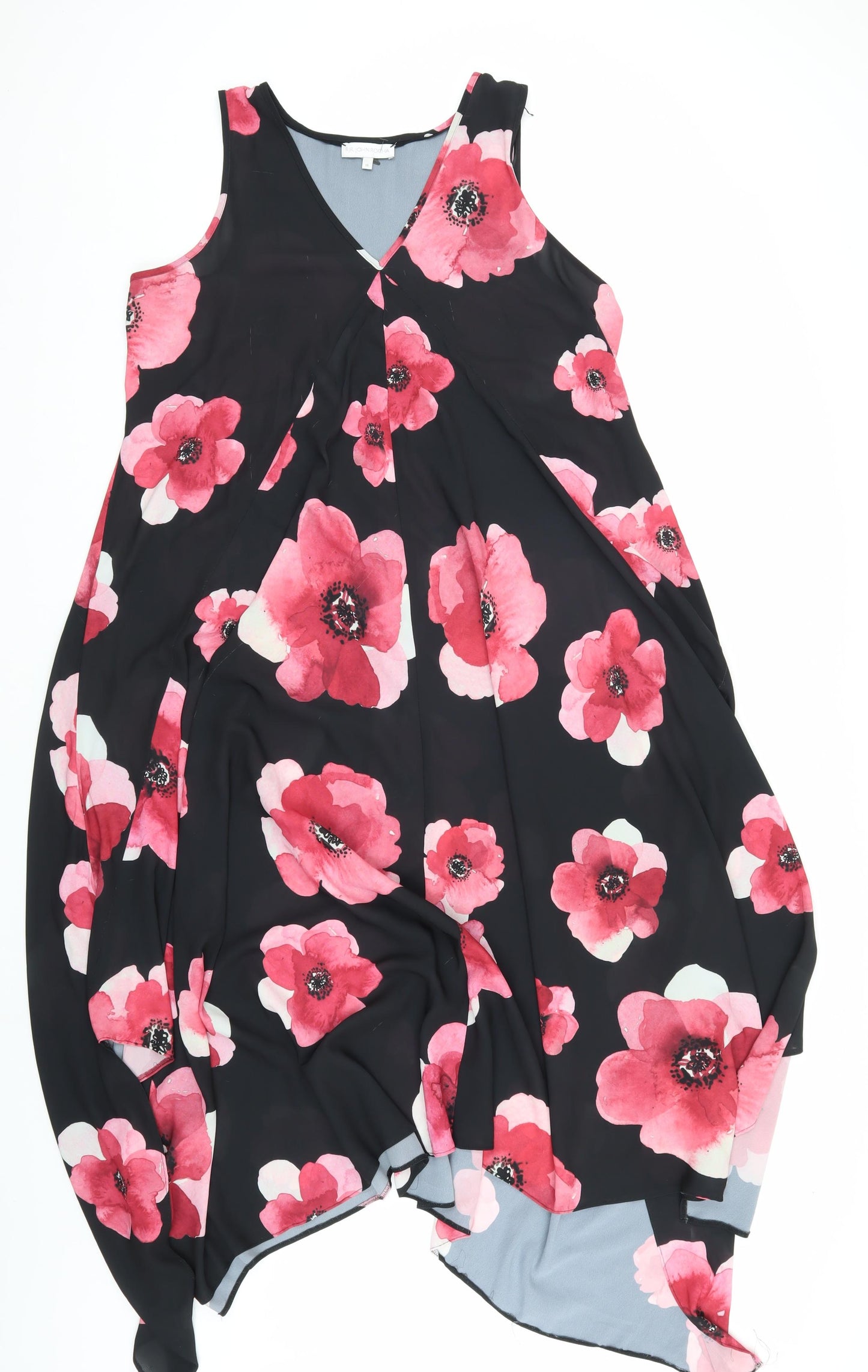 RJR.John Rocha Women's Black Floral Midi Dress, Size 14