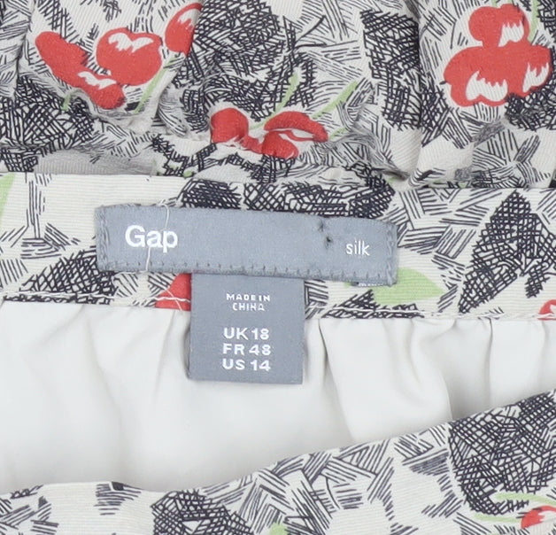 Gap Women's Multicoloured Floral Silk Skirt Size 18