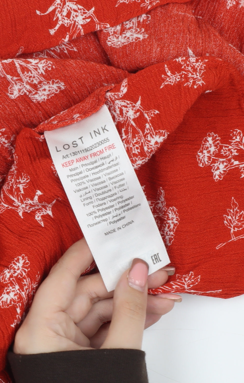 Lost Ink Women's Red Floral 3/4 Sleeve Dress Size 12