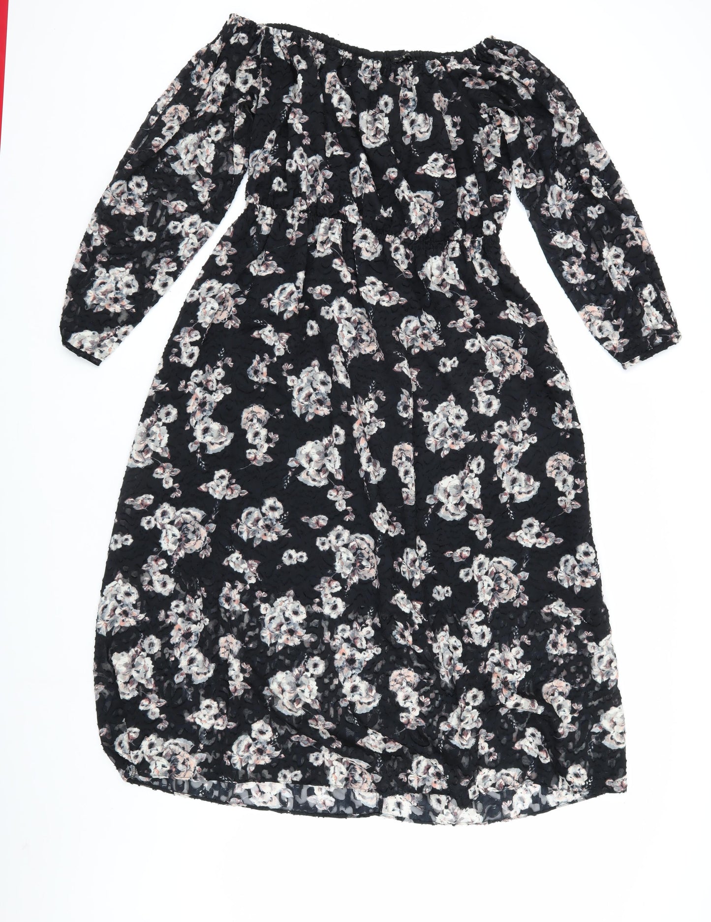 River Island Women's Black Floral Off the Shoulder Dress
