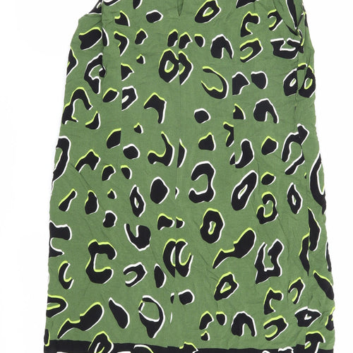 Wallis Green Animal Print V-Neck Dress 14
