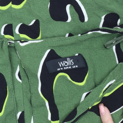Wallis Green Animal Print V-Neck Dress 14