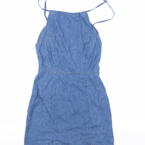 ASOS DESIGN Women's Blue Denim Dress, Size 8, Sleeveless