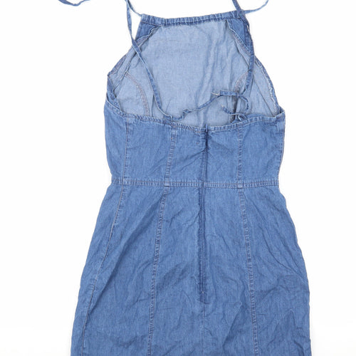 ASOS DESIGN Women's Blue Denim Dress, Size 8, Sleeveless