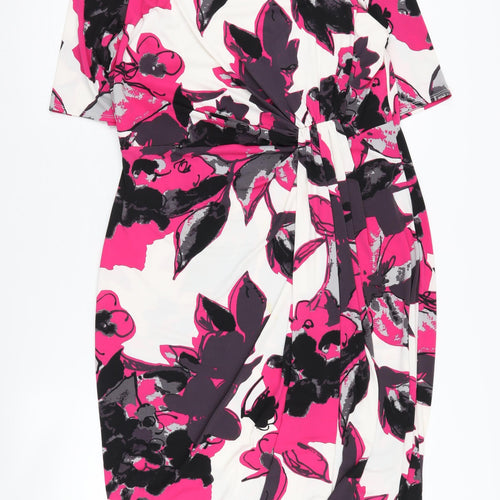 Marks and Spencer Women's Pink Floral Dress UK 16